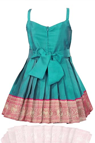 Image of South Indian Traditional Pattu Pavadai Tapeta Silk Frock Dress for Baby Girls
