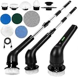 Esfregão Elétrico Profissional Preto 12 em 1 Recarregável Sem Fio, Mop 360° Potente, Cabo Ajustável, Escova Multiuso para Limpeza de Banheiro, Cozinha, Piso, Azulejos, Vidros e Cantos Difíceis (Preto)