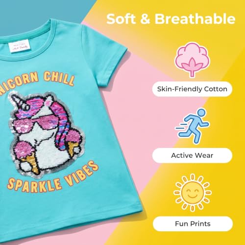 Image of Flip Sequin Unicorn Shirt Tee for Girls 3-12 Years