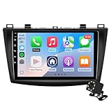 9 Inch IPS Touchscreen Android 14 Car Stereo for Mazda 3 2010-2013 with Wireless CarPlay & Android Auto 4 Core 32GB Car Radio, Support GPS, WiFi, Bluetooth, FM Radio, Backup Camera, SWC, Dual USB