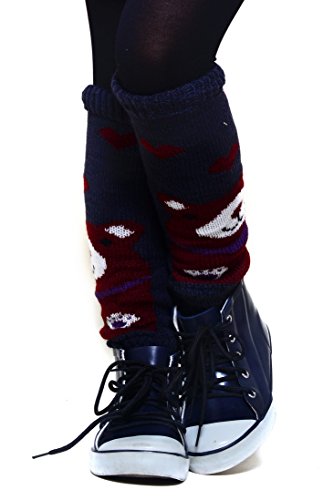 YELETE Fashion Mic Kid's Fun and Cute Legwarmers - Teddy Bear (kids one size, navy)
