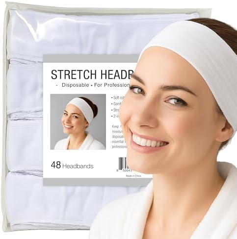 APPEARUS Disposable Stretch Cotton Facial Headband 48 Count