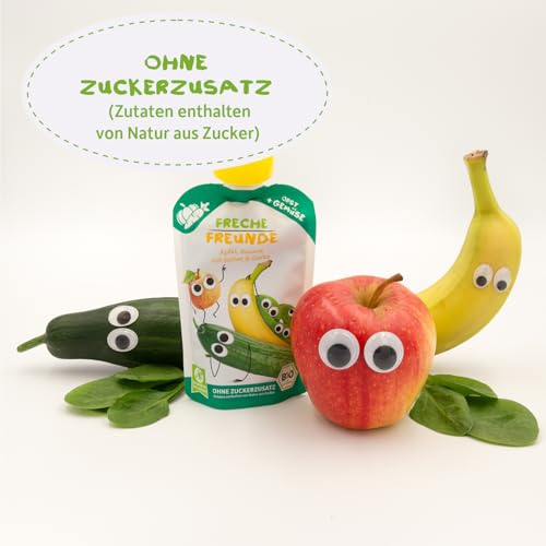 Freche Freunde Bio Quetschie, Apfel, Banane, Spinat & Gurke, ab 6 Monaten (6 x 100 g)