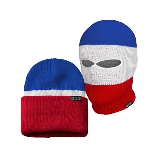 PGWEAR Mütze/Sturmhaube Troublemaker 2 in 1 Blau Weiß Rot gestreift I Maske Beanie Balaclava I Ultras Ski Hooligans
