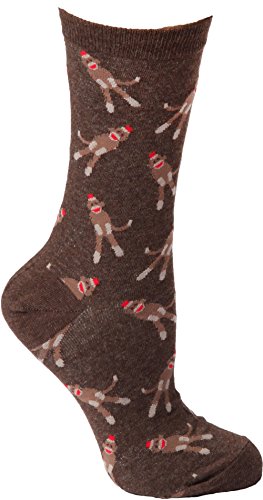 Socksmith Sock Monkey Women's Brown Crew Socks