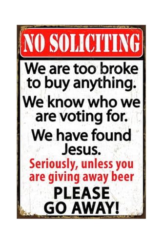 Korrazi Funny Dark Humor Beware Warning Sign, No Soliciting Wall Decor, Please Go Away, Yard Garden Plaque Outdoor for Home Fence 8 X 12 Inches