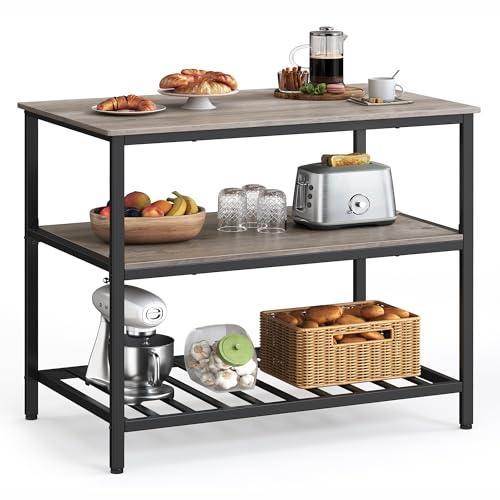 VASAGLE Kitchen Island with 3 Shelves, 39.4 in wide