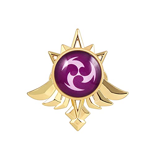 Jiumaocleu Anime Badges Ganyu Diluc Xiao Hu Tao Venti Vision Alliage Lumineux Badge Unisexe Anime Game Merch Costume Accessoires 7 Elements Mond Eyes pour Halloween Party Christmas Cover