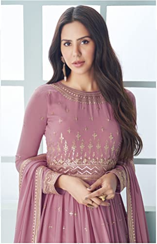 Image of ZUVAANYA Ready To Wear Indian /Pakistani Party Wear Women's Embroidery Faux Georgette Anarkali Floral Gown For Women