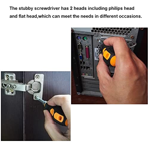 Hhrkgheo Short Handle Screwdriver, Rubber Grip Screwdriver, Phillips Head And Flat Head Small Screwdriver (2 Pieces Set) #TOP5
