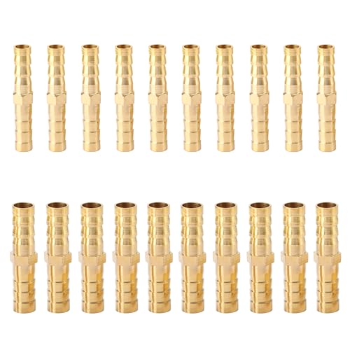 20 Pezzi Connettore Tubo Flessibile, Raccordi In Ottone per Tubo, Connettore Dritto per Tubo Gas Acqua Olio, 6/8 mm