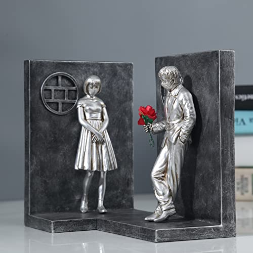 Lovers Man And Woman Figurine Sculpture Decorative Bookends Book End Decorative Book Stopper Binder And Dividers - Decoration Resin Art Craft For Living Room Bookshelf Library Office Display Desktop #TOP5