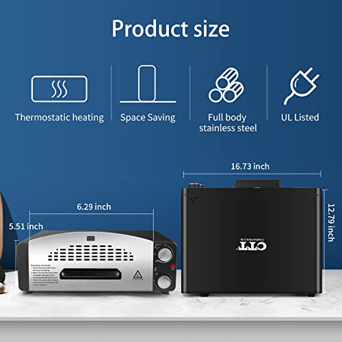 Pizza Oven Baker Indoor Fits 12" Pizza, 4-Slice Convection Toaster Oven Cooking with Removable Pizza Door, Flip Up & Away for Space Saving, High Capacity Black - Image 6