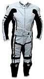 2 pc Perrini Ghost Motorcycle Racing Leather Suit With Metal Waist Zipper