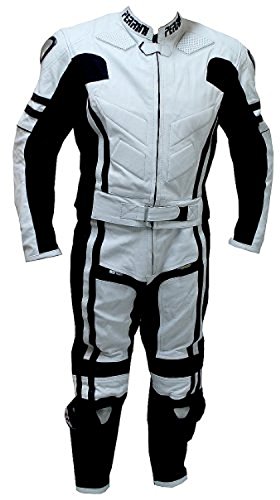2 Pc Perrini Ghost Motorcycle Racing Leather Suit With Metal Waist Zipper #TOP19