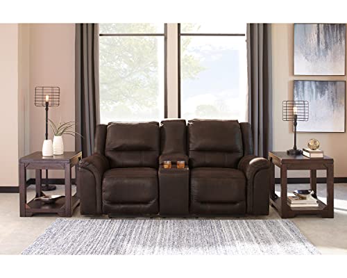 Signature Design By Ashley Rogness Rustic Square End Table With Floor Shelf, Dark Brown With Distressed Finish #TOP6