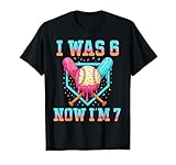 I was 6 Now I'm 7 7th Birthday Boys Ice Cream Drip Baseball T-Shirt