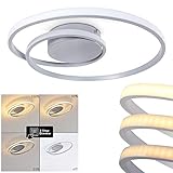 LED DECKENLEUCHTE: Moderne Designer-Leuchte mit spiralförmigem Lampenschirm in Silber/Weiß, ideal als Beleuchtung für das Wohnzimmer, das Esszimmer, das Schlafzimmer.
