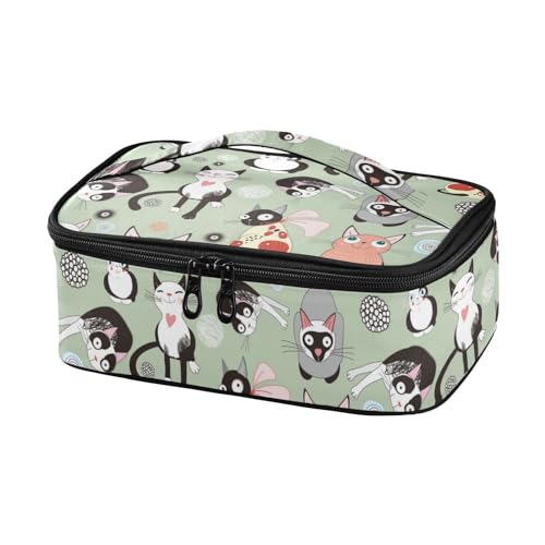 Mini Lunch Bag Funny Cats Cooler Bags Leakproof Simple Modern Lunch Box Lunchbag for Office