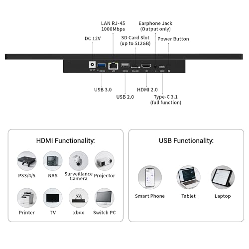 15.6" All-in-One Panel PC Industrial Computers, Android 12 Fanless Tablet RK3399 4GB RAM/64GB ROM, Embedded Touchscreen Computer HDMI 2.0 WiFi 5 Bluetooth 4.2 for Office/Automation/Kiosk/Bar/Warehouse
