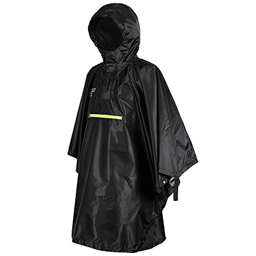 Festnight Raincoat impermeável impermeável com refletor Poncho impermeável com tira reflexiva (Black