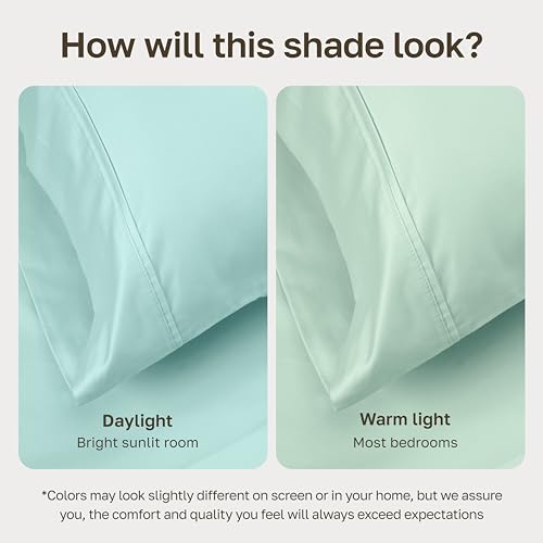 Image of California Design Den 400 Thread Count 100% Cotton Pillowcases, Seafoam King Pillowcase Set of 2, Long - Staple Combed Pure Natural Cotton Pillow Cases, Soft & Silky Sateen Weave