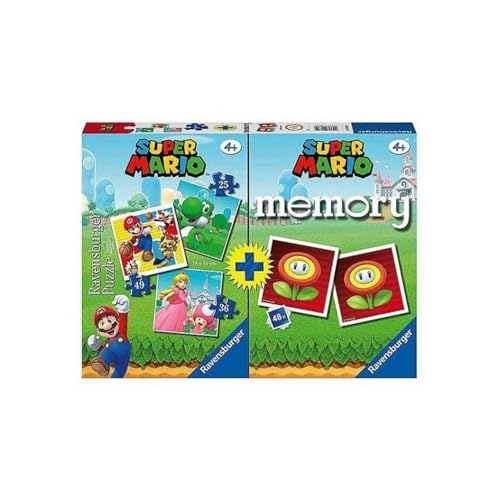 Ravensburger - Memory Super Mario Multipack, Juego de Mesas para Niños y para Toda la Familia, Regalos para Niños a Partir de 3 Años, 3 Puzzles de 25/36/49 Piezas, Versión en Español