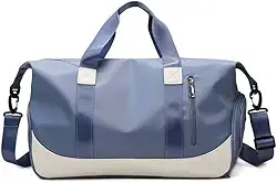 Bolsa de viagem portátil bolsa de bagagem de viagem de curta distância de grande capacidade leve separação seca e molhada bolsa de fitness esportiva impermeável (azul)