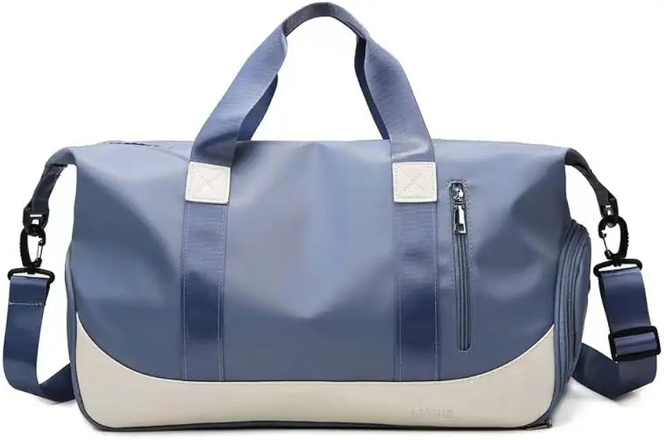 Bolsa de viagem portátil bolsa de bagagem de viagem de curta distância de grande capacidade leve separação seca e molhada bolsa de fitness esportiva impermeável (azul)