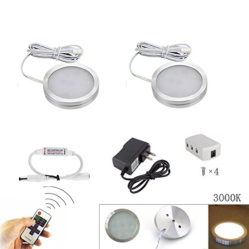 Xking 2Pcs Slim Dimmable LED Under Cabinet Lighting Kit, 12V Total 4W - Warm White