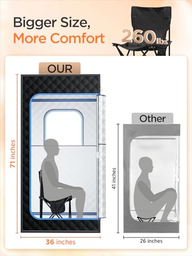 pikulLA Portable Steam Sauna, 71 in Sauna Tent, 1200W 3L, Light Blue Black - Image 4