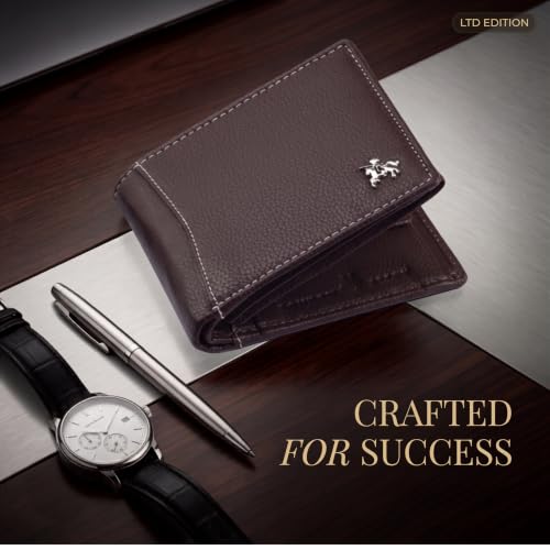 Image of LONDON ALLEY Slavia Brown Leather Wallet for Men, 6 Card Slot | RFID Protected