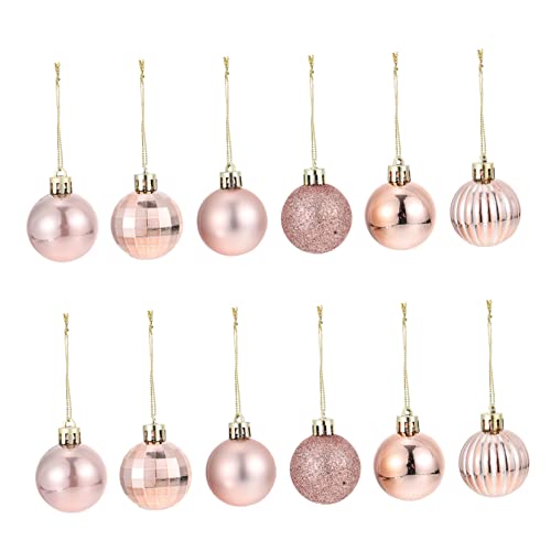 DECHOUS Julgransdekoration 36St Julkulor Rosa Julpynt Kransdekor Bling Dekor Plast Julkula Glitter Julkula Splittersäkra Prydnader Julbollsdekorationer Fyllning Julgransprydnader