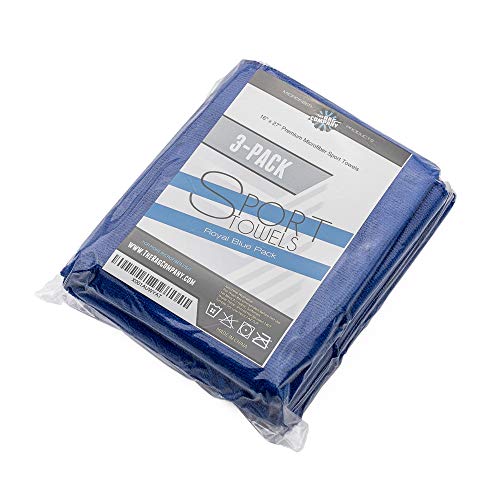 The Rag Company - Sport & Workout Towel - Gym, Exercise, Fitness, Spa, Ultra Soft, Super Absorbent, Fast Drying Premium Microfiber, 320Gsm, 16In X 27In, Royal Blue (3-Pack) #TOP2