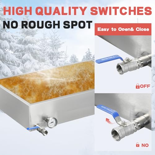 Image of Maple Syrup Evaporator Pan 15.5Gal 304 Stainless Steel Maple Syrup Evaporator with Valve and Thermometer 30 x 20 x 6 Inch Feed Pan for Boiling Maple Syrup for Home and Outdoor Use