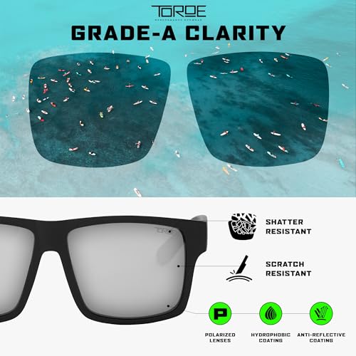 Image of TOROE Eyewear Matte Black RANGE XL Frame Sunglasses Light Weight TR90 Frame, Polarized Polycarbonate Lens