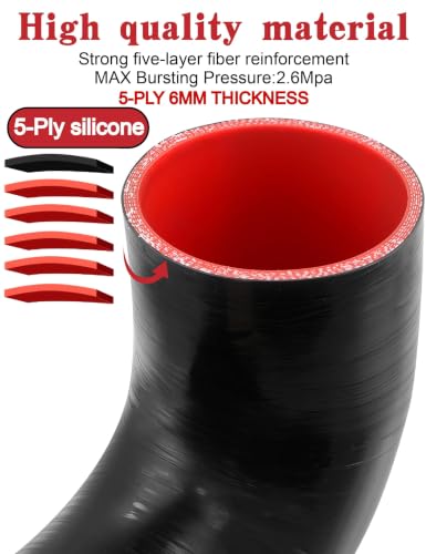 Image of 90 Degree Elbow Coupler ID 4 Inch 5-ply Silicone Hose&Clamp,3.5 inchLeg Length