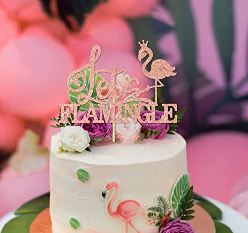 Let's Flamingle Cake Topper Rose Gold, Let's Flamingle Party Decorations, Flamingo Bachelorette Party, Flamingo Bridal Shower Party Supply #TOP4