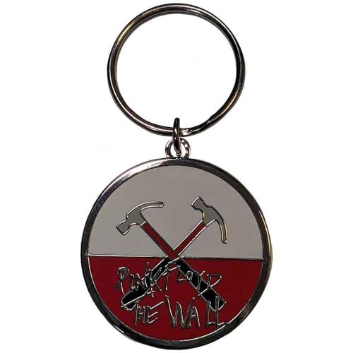 PINK FLOYD - Keychain The Wall Hammers Logo Design, Silver, White, Red, One size