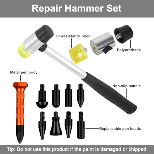 Image of 58PCS Paintless Dent Repair Kit - Professional Dent Puller for Small to Medium Dents, Auto Dent Removal Tool with Golden Lifter & Bridge Puller, Hot Glue Body Repair Set for Door Dings