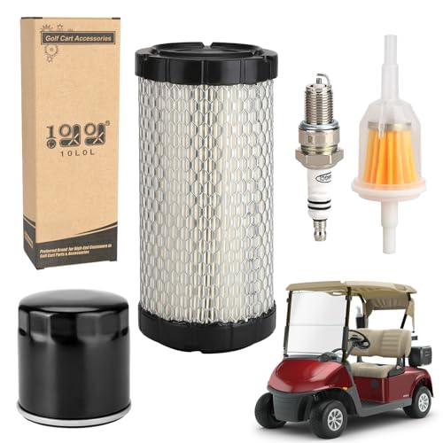 10L0L Golf Cart Tune Up Kit for EZGO RXV 2008-up & TXT 2010-Up Gas Models with 4 Cycle Kawasaki 13.5 hp Engines, Upgraded Air Filter Oil, Fuel Filter Spark Plug Engine Maintenance Kit for EZGO