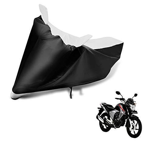 Image of Auto Hub Bike Cover Compatible with CB Unicorn 150 with Mirror Pocket, Dustproof, Heat Resistant, Triple Stitched, CB Unicorn Bike Cover- Black, White