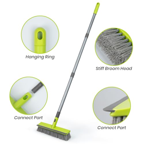 Floor Scrub Brush 2 in 1 Scrape and Stiff Bristle Deck Brush for Cleaning Concrete, Patio, Garage, Kitchen, Carpet and Bathroom 57" Long Handle by TrueYee - Image 2