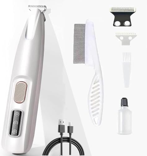 Haustiertrimmer Für Hunde & Katzen - Leiser Scherkopf Mit LED Licht Für Pfoten & Gesicht