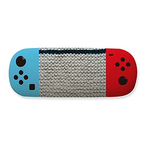Étui à lunettes en lin tricoté gris avec motif abstrait protecteur