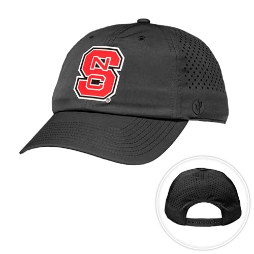 Desert Cactus North Carolina State University Snapback Baseball Hat, NC State Wolfpack Unstructured BreezePro Performance Hat with Adjustable Silicone Strap (Design BP2-Black)