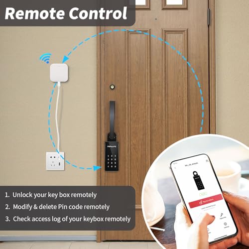 Populife WiFi Key Safe with Gateway, Wireless Key Box Outdoor, Electronic Lock Box Wall Mounted & Door Handle, IP66 Waterproof Sturdy Alloy LockBox for Home, Office, Airbnb & Property Rentals - Image 2