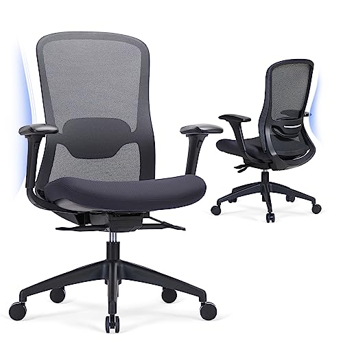 Mesh Office Chair, Ergonomic Chair With Adjustable Lumbar Support, Executive Computer Chair With 4D Armrests, Tilt Lock And Slide Seat, Home Office Desk Chair For Men Women-Inkgrey, 2 Pc #TOP22