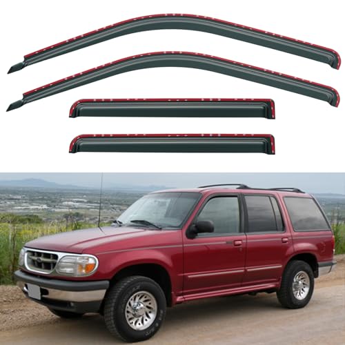Image of in-Channel Window Visors Rain Guards Shield for 1991-2001 Ford Explorer, Window Vent Wind Deflectors Visors Shades for 2001-2005 Ford Explorer Sport Trac
