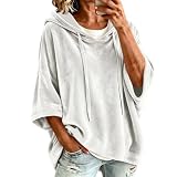 Zzalalana Women's Velvet 3/4 Sleeve Hoodie Sweatshirt Loose Pullover Tops